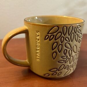 14oz Starbucks‎ Mug with brown etched leaves